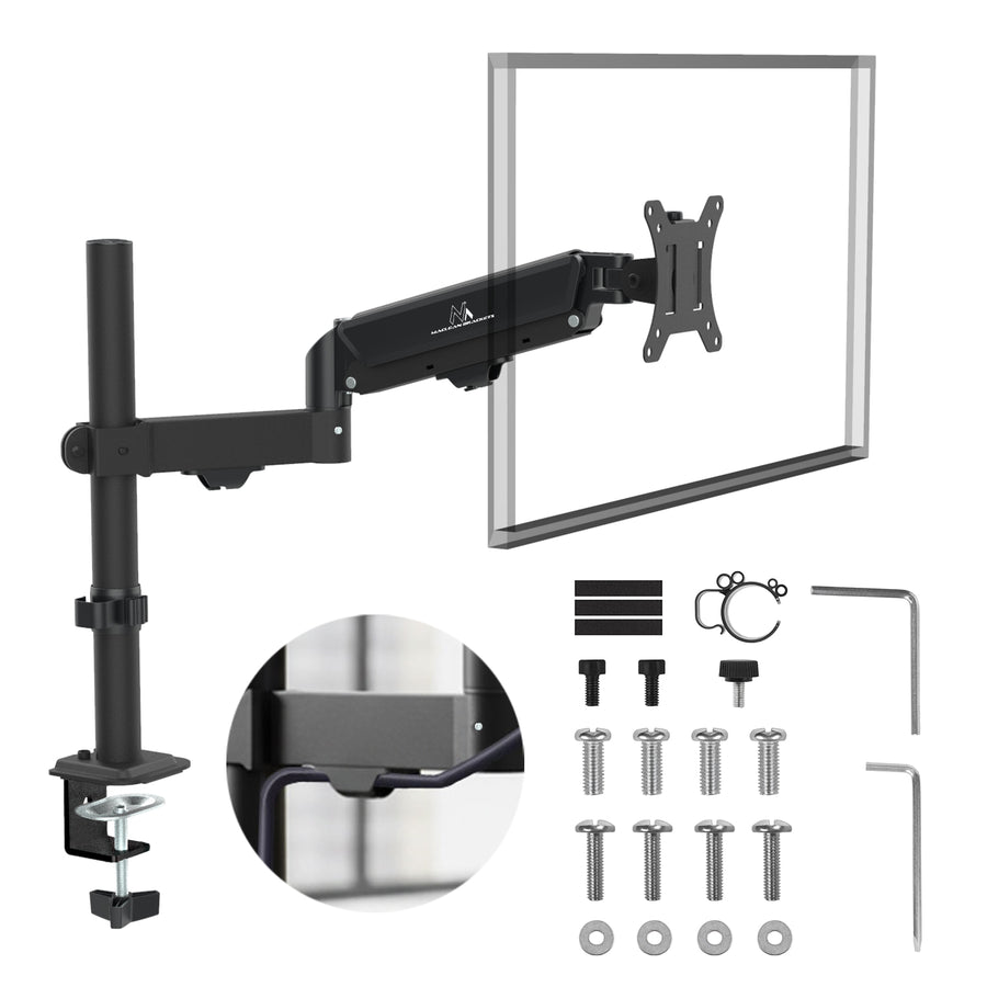 Soporte de monitor Maclean, resorte de gas, 17"-32", 2-10kg, negro, MC-135