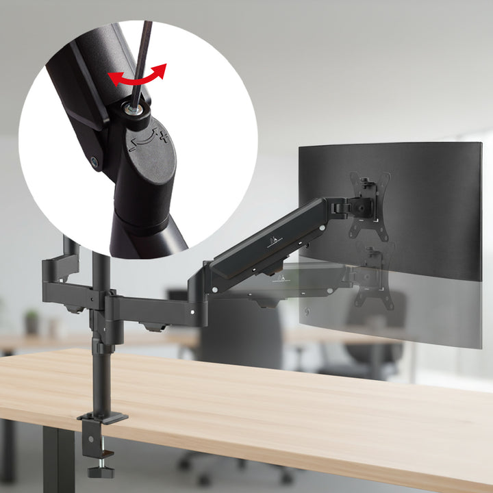 Soporte para 3 monitores Maclean, resorte de gas, 17"-27", 2-8kg, negro, MC-137