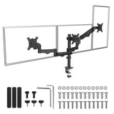 Soporte para 3 monitores Maclean, resorte de gas, 17"-27", 2-8kg, negro, MC-137