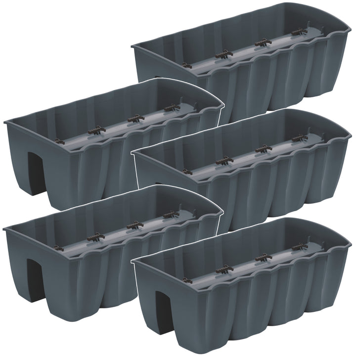 Maceta para barandilla de balcón DCRO600 - Antracita, capacidad 18L, 5 piezas
