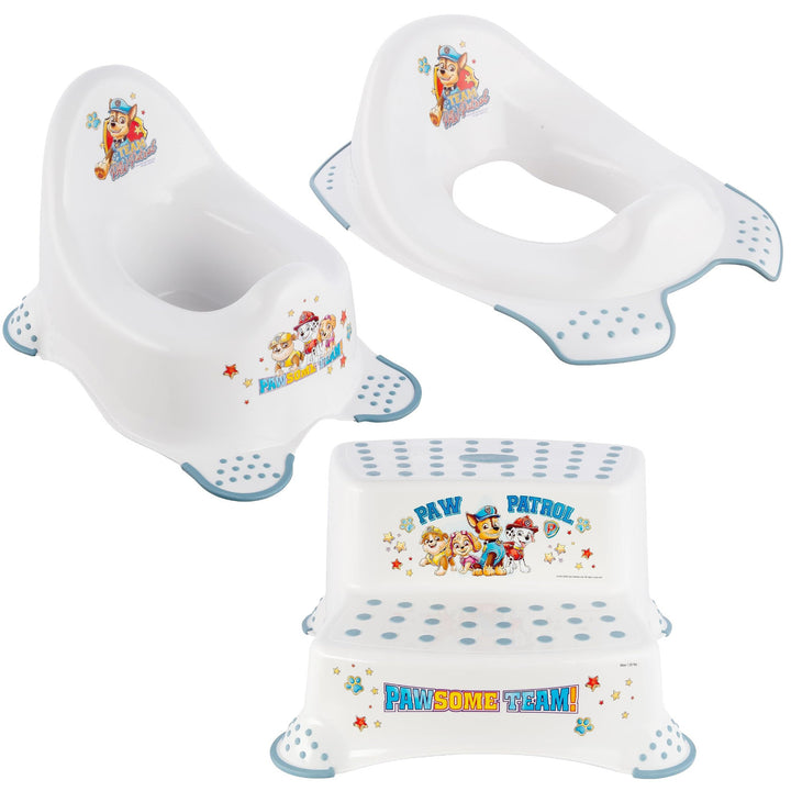 Tapa antideslizante para inodoro Psi Patrol - Paw Patrol+ Plataforma antideslizante Psi Patrol, Max 120kg, dos etapas+ Orinal antideslizante Psi Patrol, Max 15kg