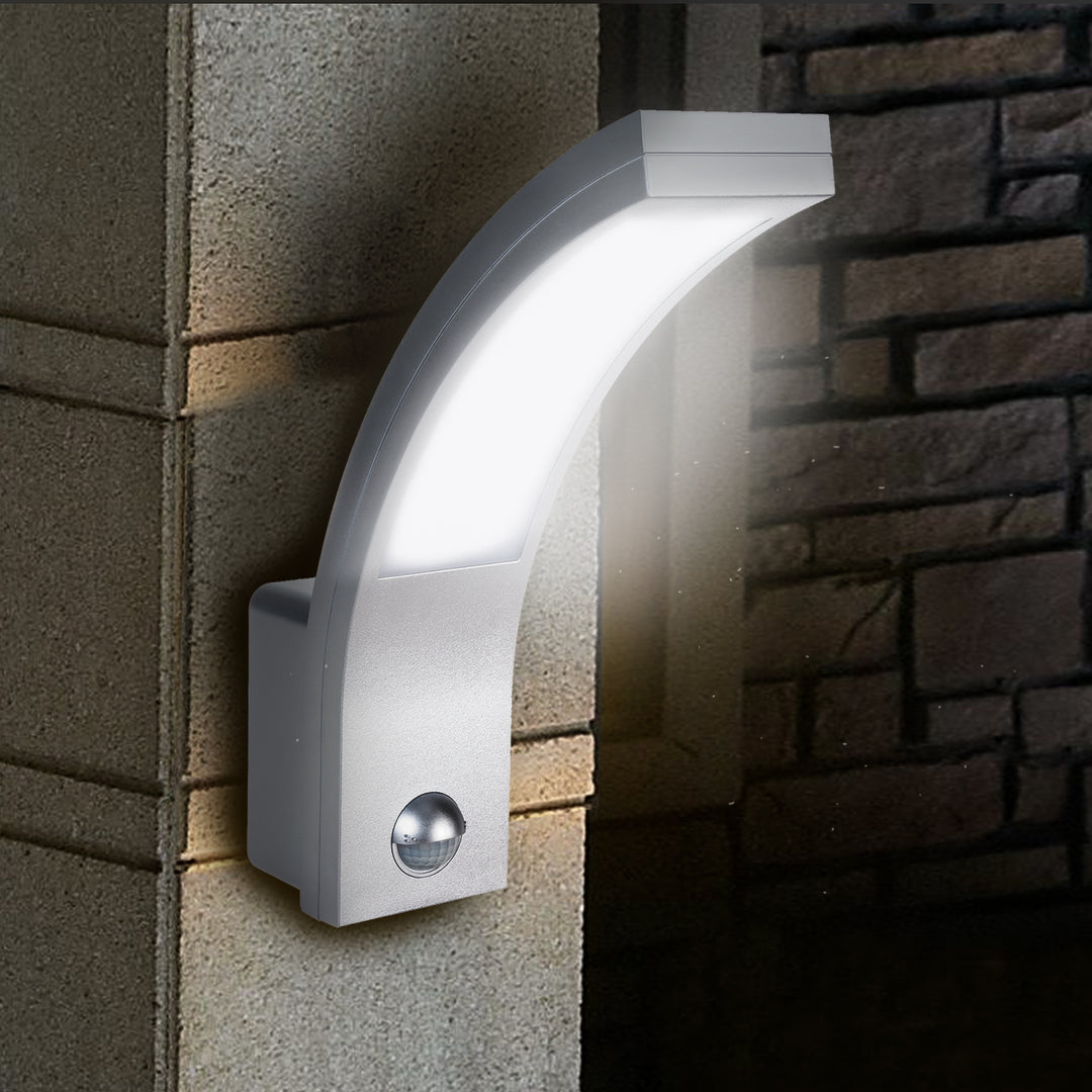 Luz LED com sensor de movimento Maclean, sensor de movimento PIR, prateado, 10 W, IP54, 750 lm, branco neutro (4000 K) MCE244 S, pacote de 2