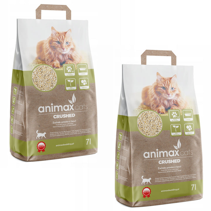 Animax Lecho aglomerante, clásico, triturado, 2x 7 litros