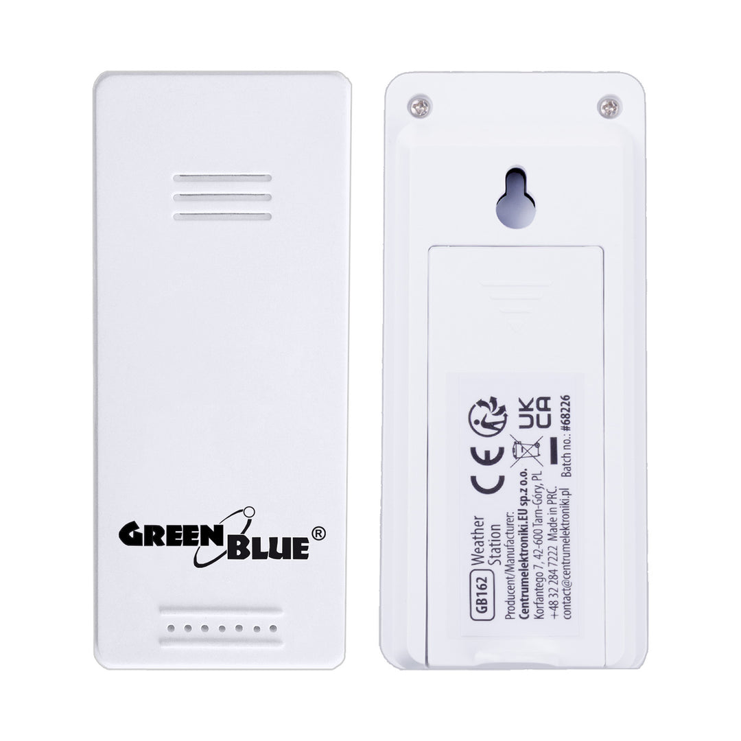 Estación meteorológica inalámbrica GreenBlue, temperatura IN/OUT, reloj, selección entre °C y °F, alcance de hasta 60 m, GB162