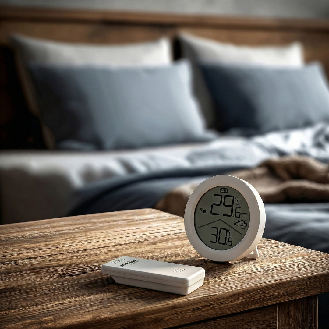 Estación meteorológica inalámbrica GreenBlue, temperatura IN/OUT, reloj, selección entre °C y °F, alcance de hasta 60 m, GB162