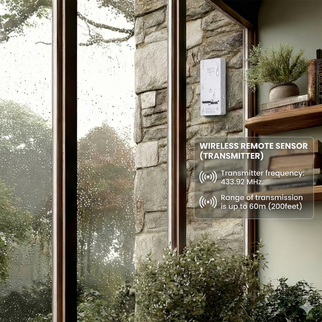Estación meteorológica inalámbrica GreenBlue, temperatura IN/OUT, reloj, selección entre °C y °F, alcance de hasta 60 m, GB162