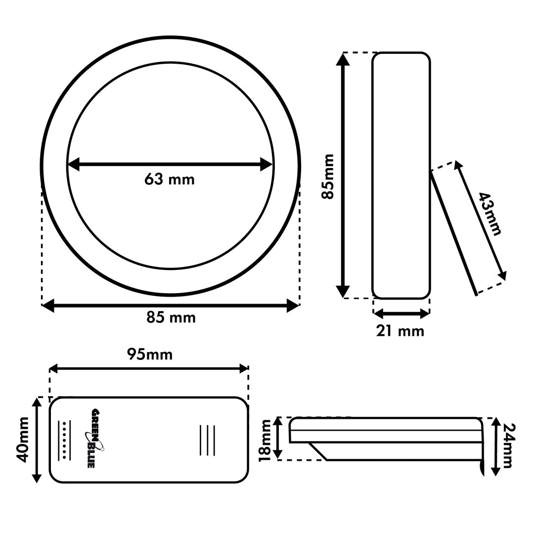 Estación meteorológica inalámbrica GreenBlue, temperatura IN/OUT, reloj, selección entre °C y °F, alcance de hasta 60 m, GB162