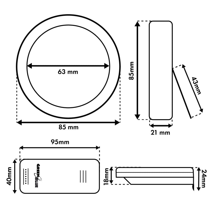Estación meteorológica inalámbrica GreenBlue, temperatura IN/OUT, reloj, selección entre °C y °F, alcance de hasta 60 m, GB162
