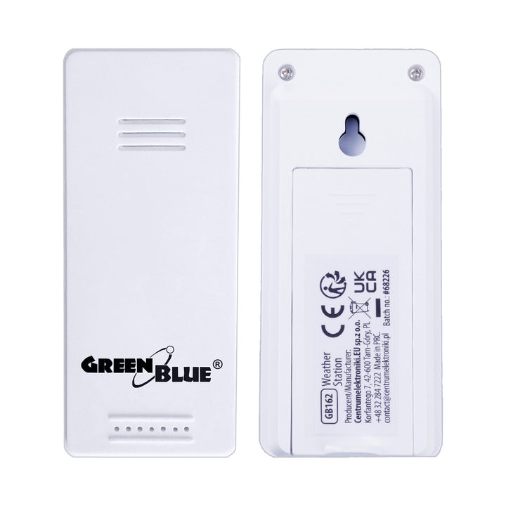 Estación meteorológica inalámbrica GreenBlue, temperatura + humedad IN/OUT, reloj + alarma + fecha, selección °C / °F, alcance hasta 60 m, GB169