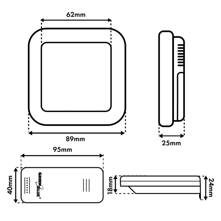 Estación meteorológica inalámbrica GreenBlue, temperatura + humedad IN/OUT, reloj + alarma + fecha, selección °C / °F, alcance hasta 60 m, GB169