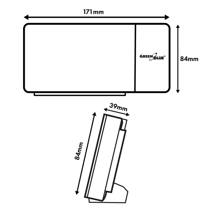 Radio despertador digital LED con proyector GreenBlue, radio FM, alarma, reloj 12/24, alimentación USB 5V DC + CR2032, GB172