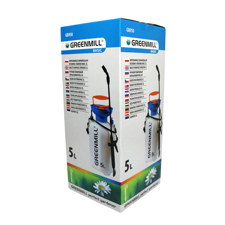 Pulverizador pressurizado multifunções Greenmill GB950, capacidade de 5 litros