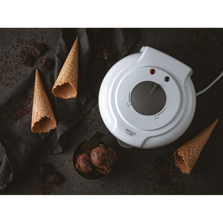 Máquina de wafers Adler, temperatura continuamente ajustável, 1500 W, branca, AD 3038