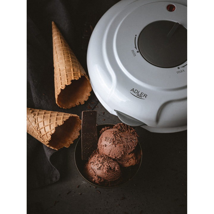 Máquina de wafers Adler, temperatura continuamente ajustável, 1500 W, branca, AD 3038