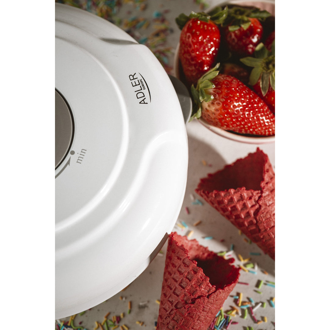 Máquina de wafers Adler, temperatura continuamente ajustável, 1500 W, branca, AD 3038