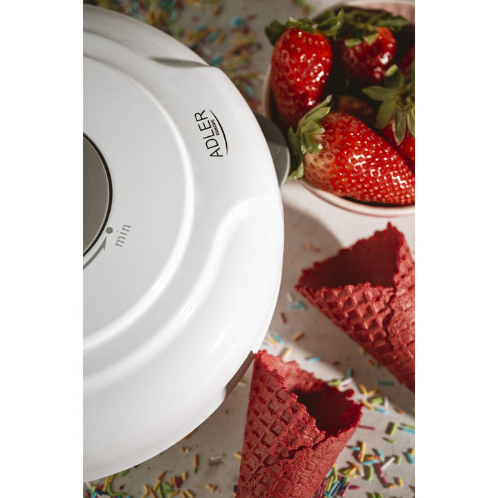 Máquina de wafers Adler, temperatura continuamente ajustável, 1500 W, branca, AD 3038