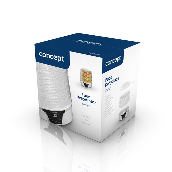 Secador de cogumelos, frutas e ervas Concept, 380 W, 7 peneiras, controlo digital, SO2090