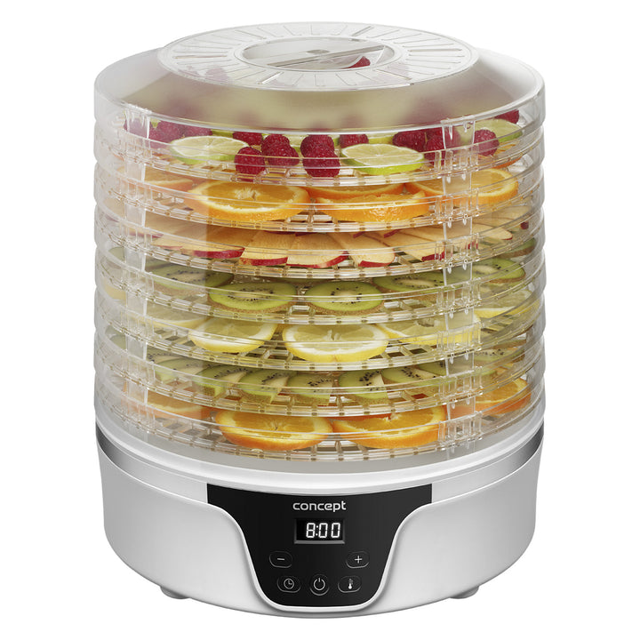 Secador de cogumelos, frutas e ervas Concept, 380 W, 7 peneiras, controlo digital, SO2090