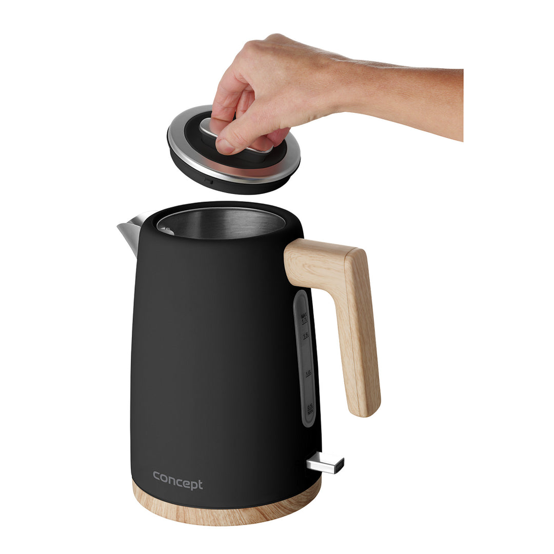 Chaleira elétrica Concept ELWOOD, aço inoxidável, 1,7 L, indicador do nível de água, RK3316