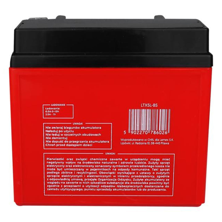 Batería de gel Lamex, moto, 12V, 5Ah, LTX5L-BS