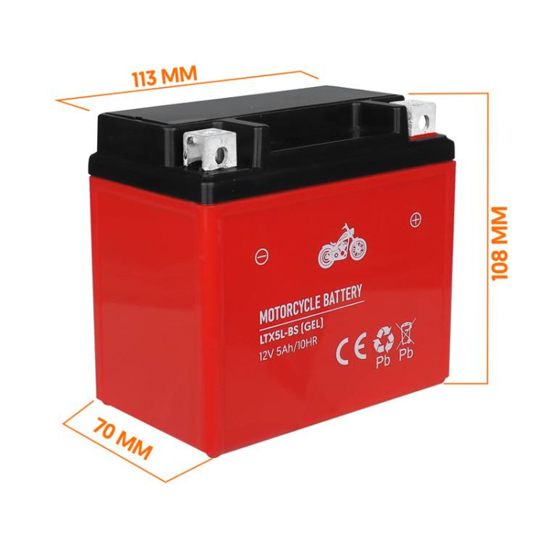 Batería de gel Lamex, moto, 12V, 5Ah, LTX5L-BS
