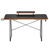 Mesa de jogos NanoRS com prateleira para monitor, máx. 50 kg, altura 850 mm, preta, RS170 + organizador de cabos/rack de secretária Nano RS, 1345 mm, preta e vermelha, RS125