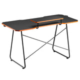 Mesa de jogos NanoRS com prateleira para monitor, máx. 50 kg, altura 850 mm, preta, RS170 + organizador de cabos/rack de secretária Nano RS, 1345 mm, preta e vermelha, RS125