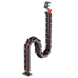 Mesa de jogos NanoRS com prateleira para monitor, máx. 50 kg, altura 850 mm, preta, RS170 + organizador de cabos/rack de secretária Nano RS, 1345 mm, preta e vermelha, RS125