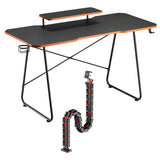 Mesa de jogos NanoRS com prateleira para monitor, máx. 50 kg, altura 850 mm, preta, RS170 + organizador de cabos/rack de secretária Nano RS, 1345 mm, preta e vermelha, RS125