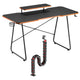 Mesa de jogos NanoRS com prateleira para monitor, máx. 50 kg, altura 850 mm, preta, RS170 + organizador de cabos/rack de secretária Nano RS, 1345 mm, preta e vermelha, RS125
