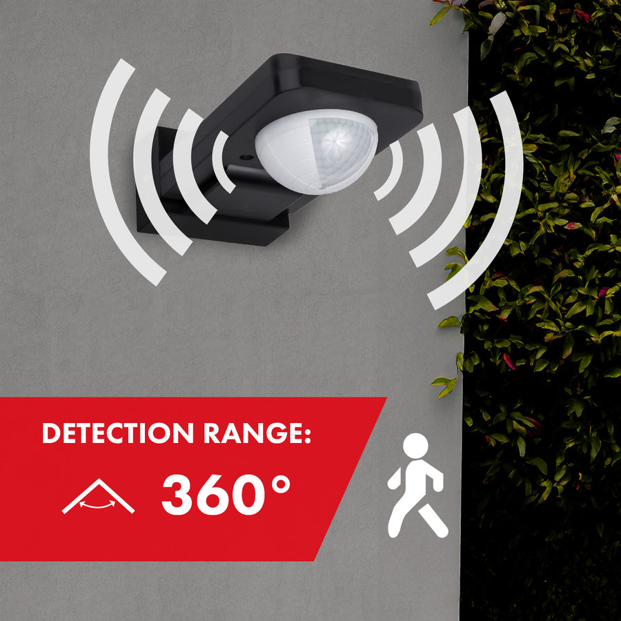 Detetor de movimento PIR Maclean, infravermelhos, IP65, máx. 2000 W, preto, MCE243 B, 2 unid.