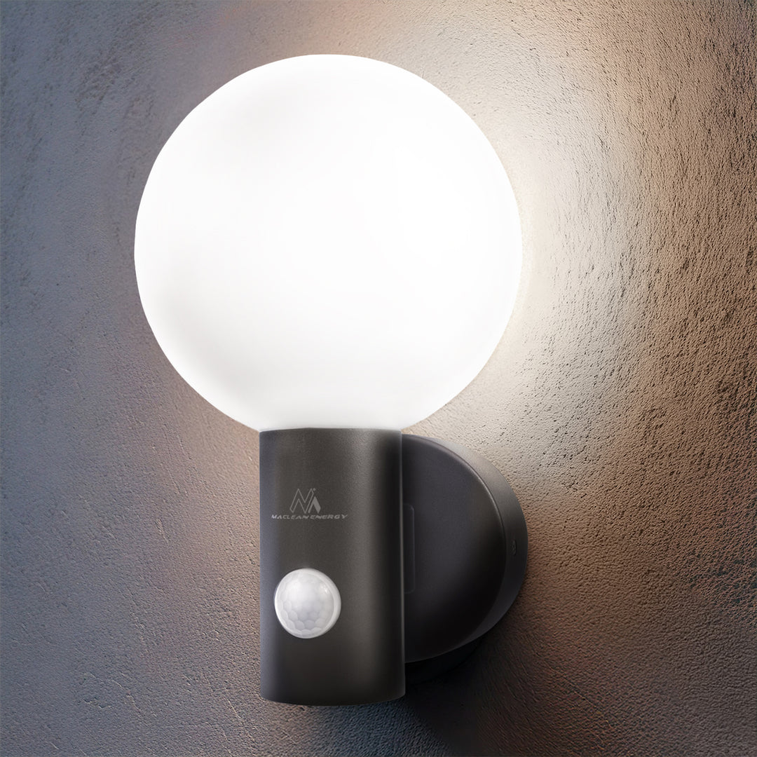 Luz LED com sensor de movimento Maclean, sensor de movimento PIR, cinzento, 15 W, IP65, 1600 lm, branco neutro (4000 K) MCE515 GR, pacote de 2