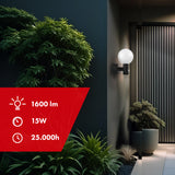 Luz LED com sensor de movimento Maclean, sensor de movimento PIR, preta, 15 W, IP65, 1600 lm, branco neutro (4000 K) MCE515 B, pacote de 2