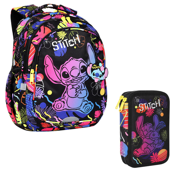 Mochila escolar Coolpack Jerry DISNEY STITCH 19 L preta + Estojo Coolpack, dois compartimentos, ajustado, Stitch, Jumper 2
