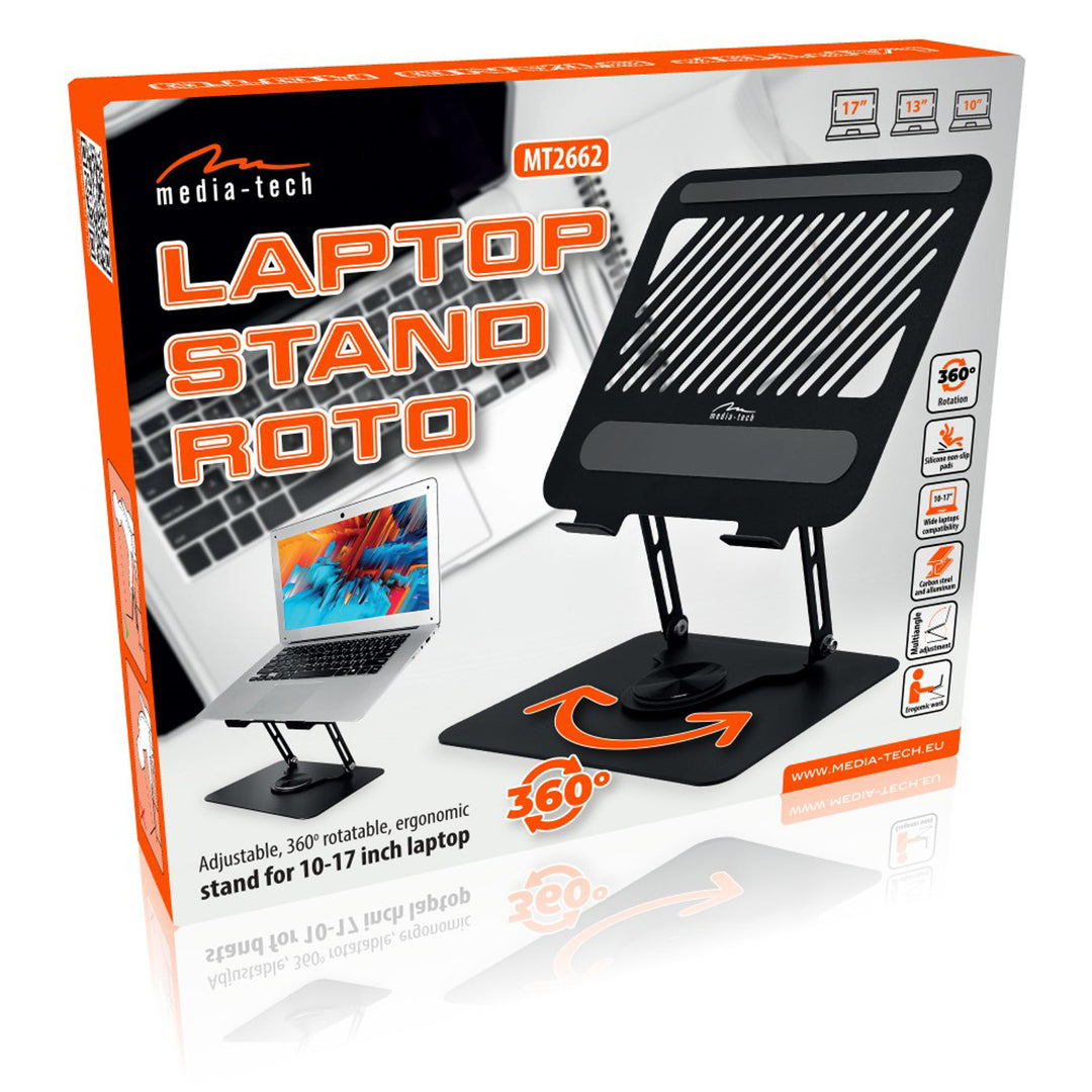 Suporte giratório ergonómico ajustável para portátil Media-Tech MT2662 para portáteis de 10 a 17 polegadas