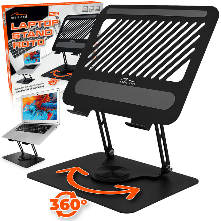 Suporte giratório ergonómico ajustável para portátil Media-Tech MT2662 para portáteis de 10 a 17 polegadas