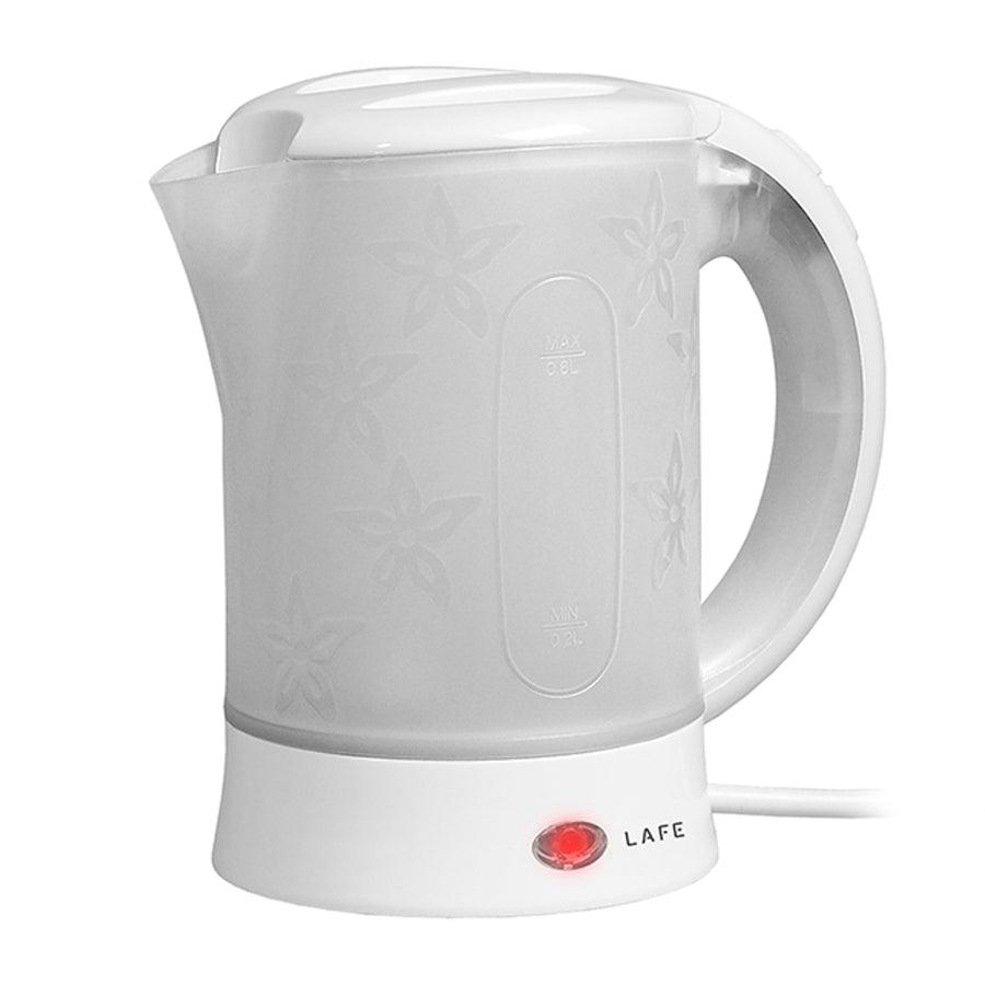 Chaleira elétrica Lafe, turística, 600W, capacidade 0,6l, 2 chávenas, 2 colheres, branca, escandinava