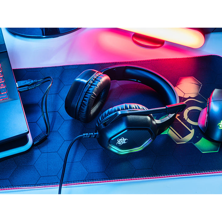 Tracer Auriculares para juegos, retroiluminación RGB, micrófono plegable, Gamezone GZ X3
