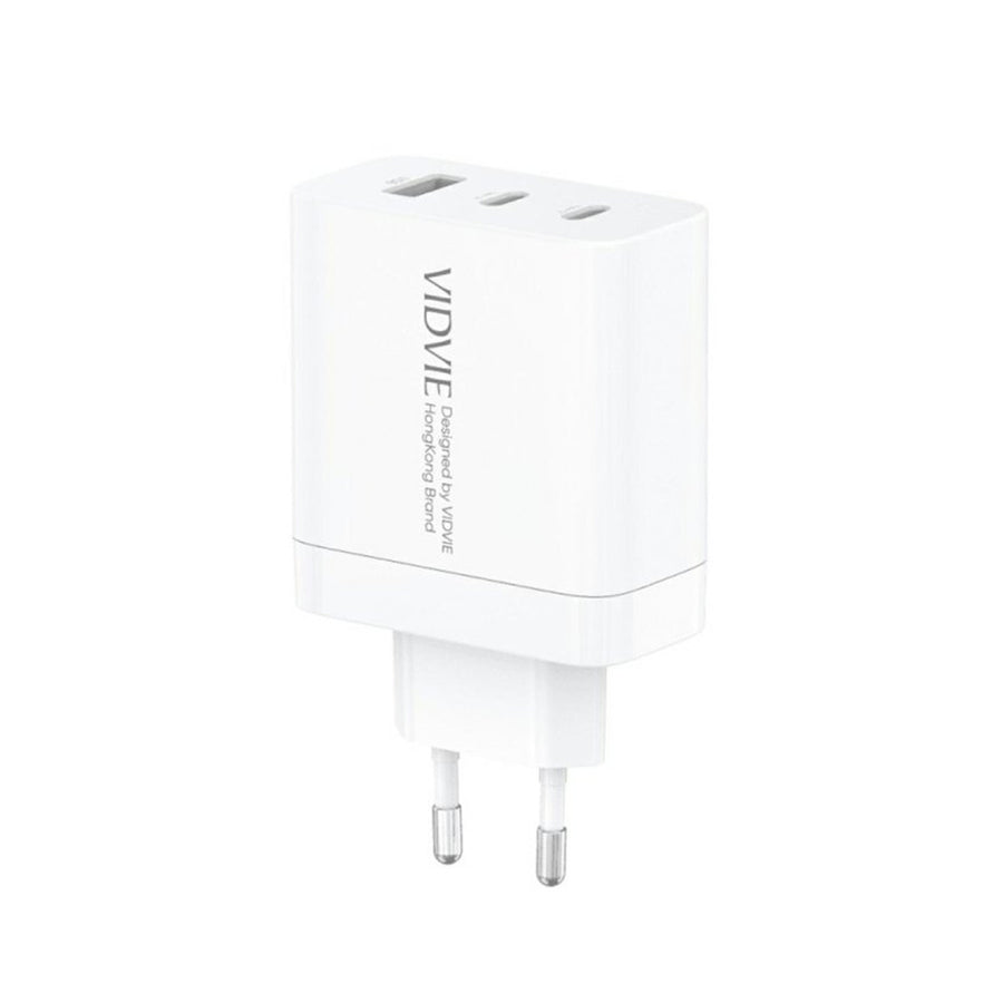 Cargador de red VIDVIE, 3A, 65W, 2x USB-C, 1x USB, cable USB-C/USB-C, PLE262