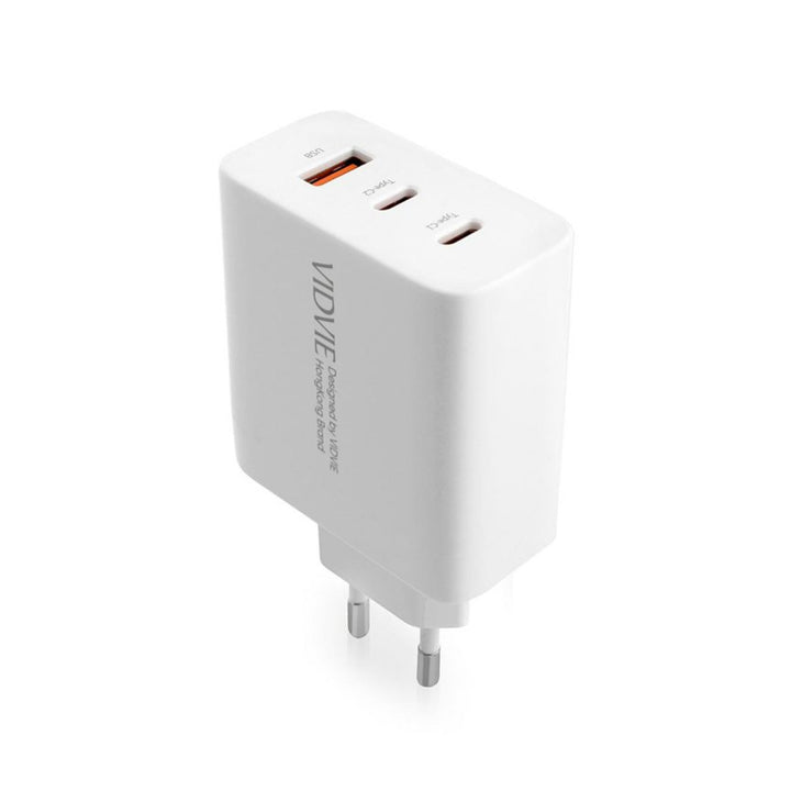 Cargador de red VIDVIE, 3A, 65W, 2x USB-C, 1x USB, cable USB-C/USB-C, PLE262