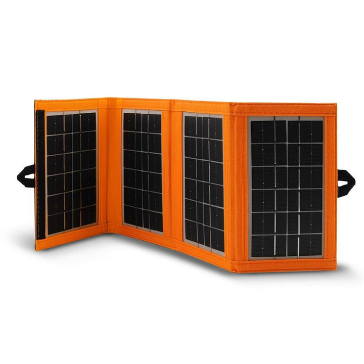 Panel solar, cargador, 6W, 1 puerto USB, negro y naranja, A01