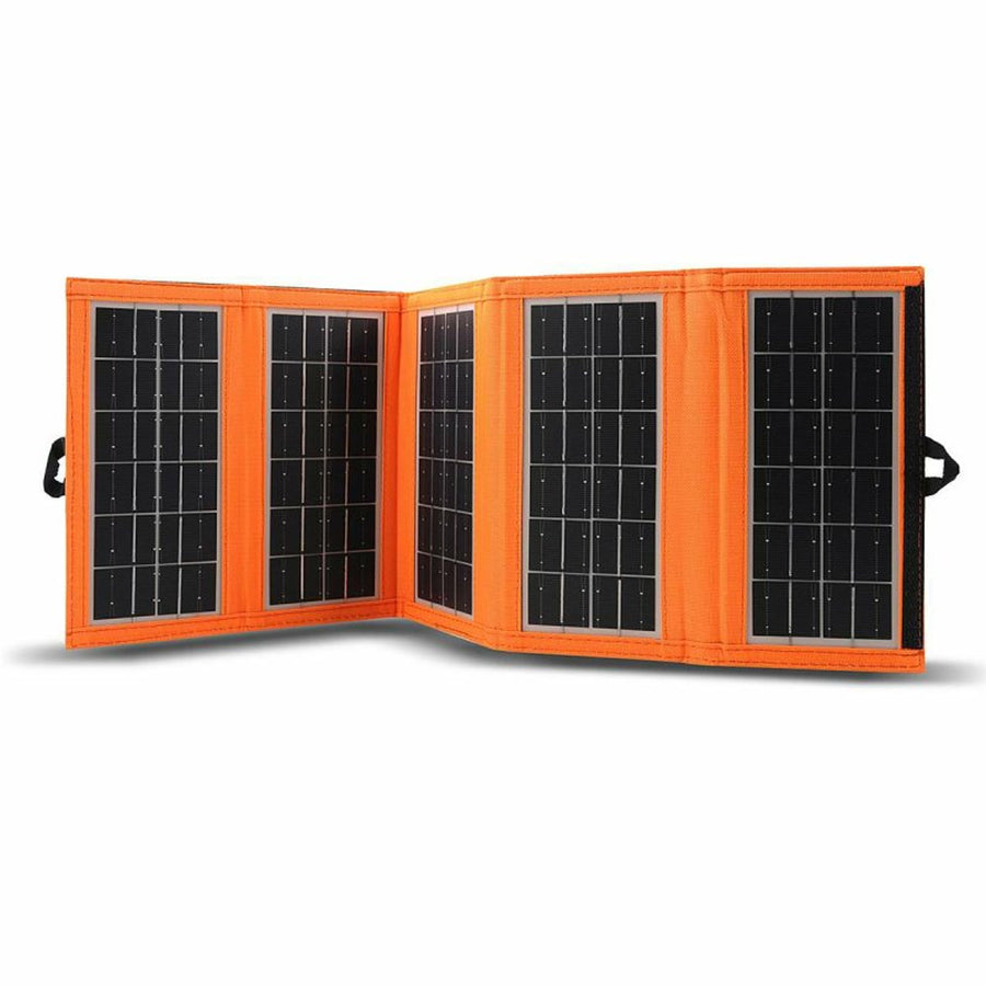 Panel solar, cargador, 10W, 1 puerto USB, negro y naranja, A02