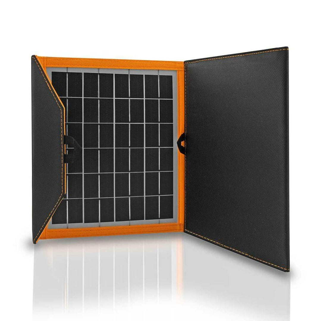 Panel solar, cargador, 15W, 1 puerto USB, negro y naranja, A04