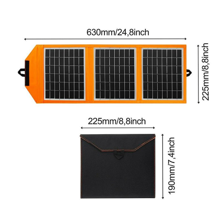 Panel solar, cargador, 15W, 1 puerto USB, negro y naranja, A04