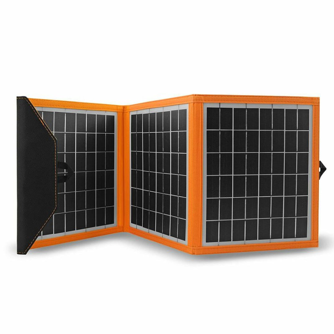 Panel solar, cargador, 15W, 1 puerto USB, negro y naranja, A04