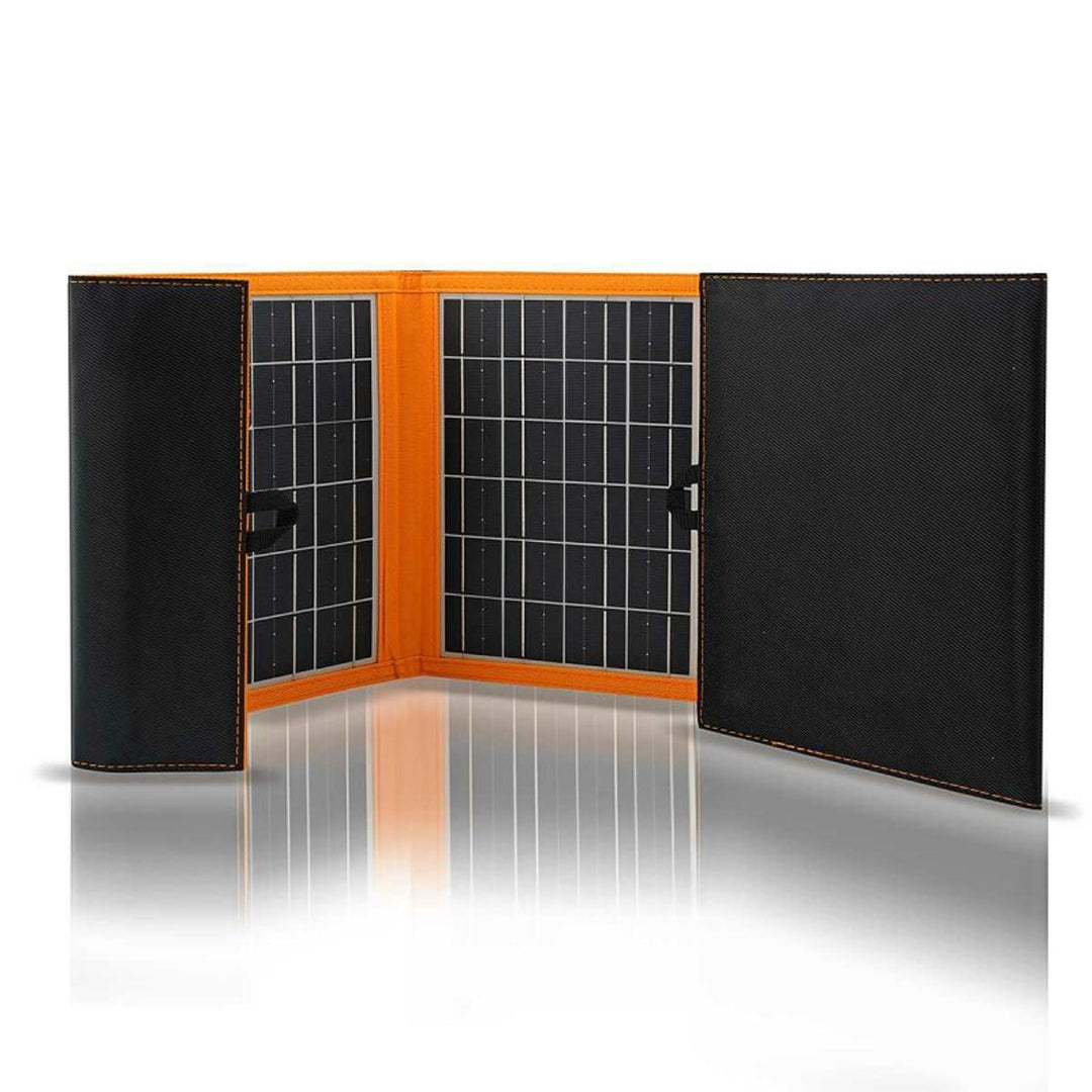 Panel solar, cargador, 20W, 2 puertos USB, negro y naranja, A05
