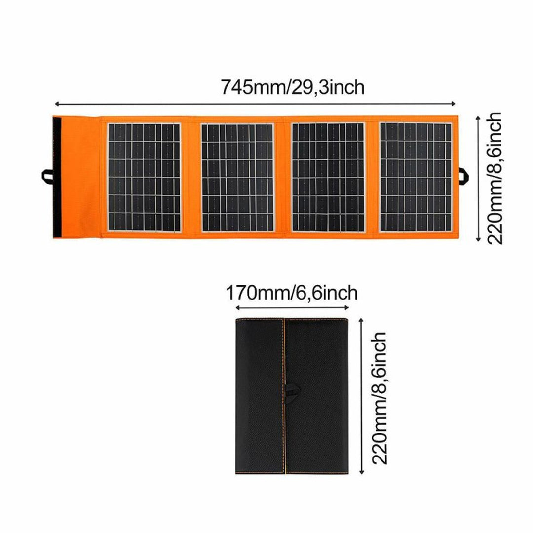 Panel solar, cargador, 20W, 2 puertos USB, negro y naranja, A05