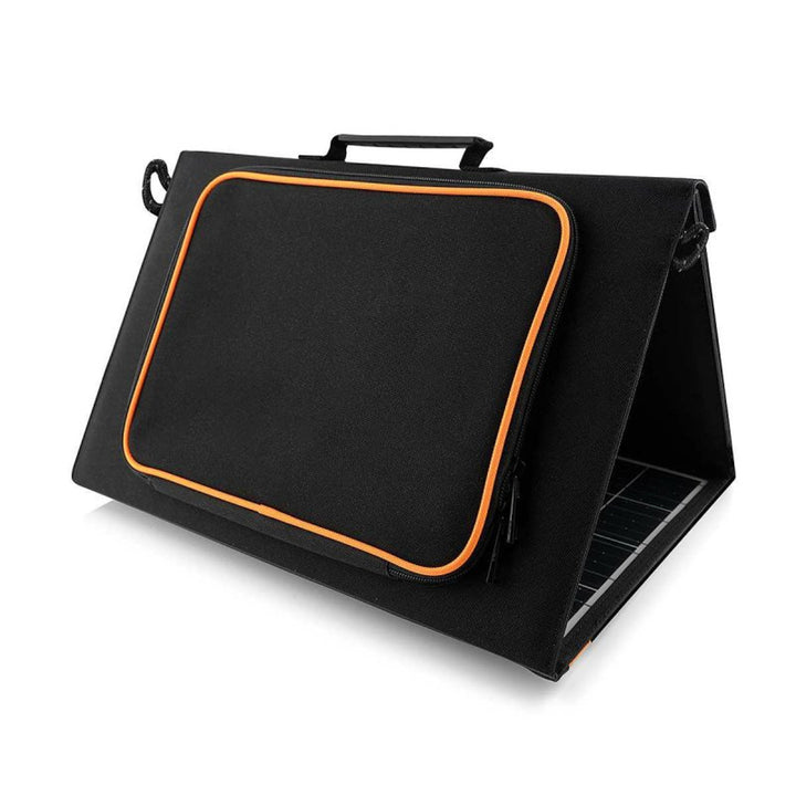 Panel solar, cargador, 60W, 2 puertos USB, negro y naranja, A06