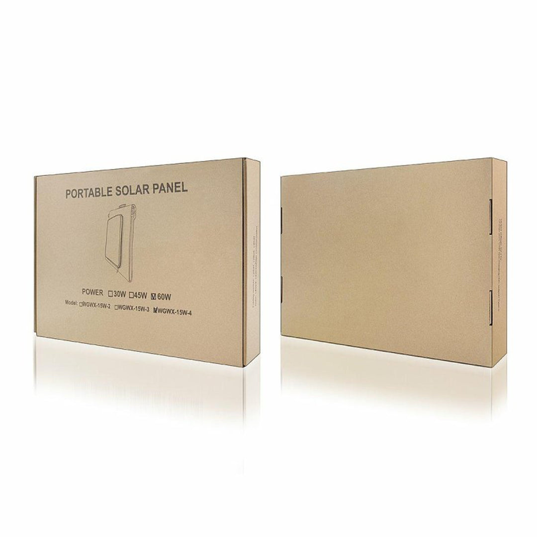 Panel solar, cargador, 60W, 2 puertos USB, negro y naranja, A06