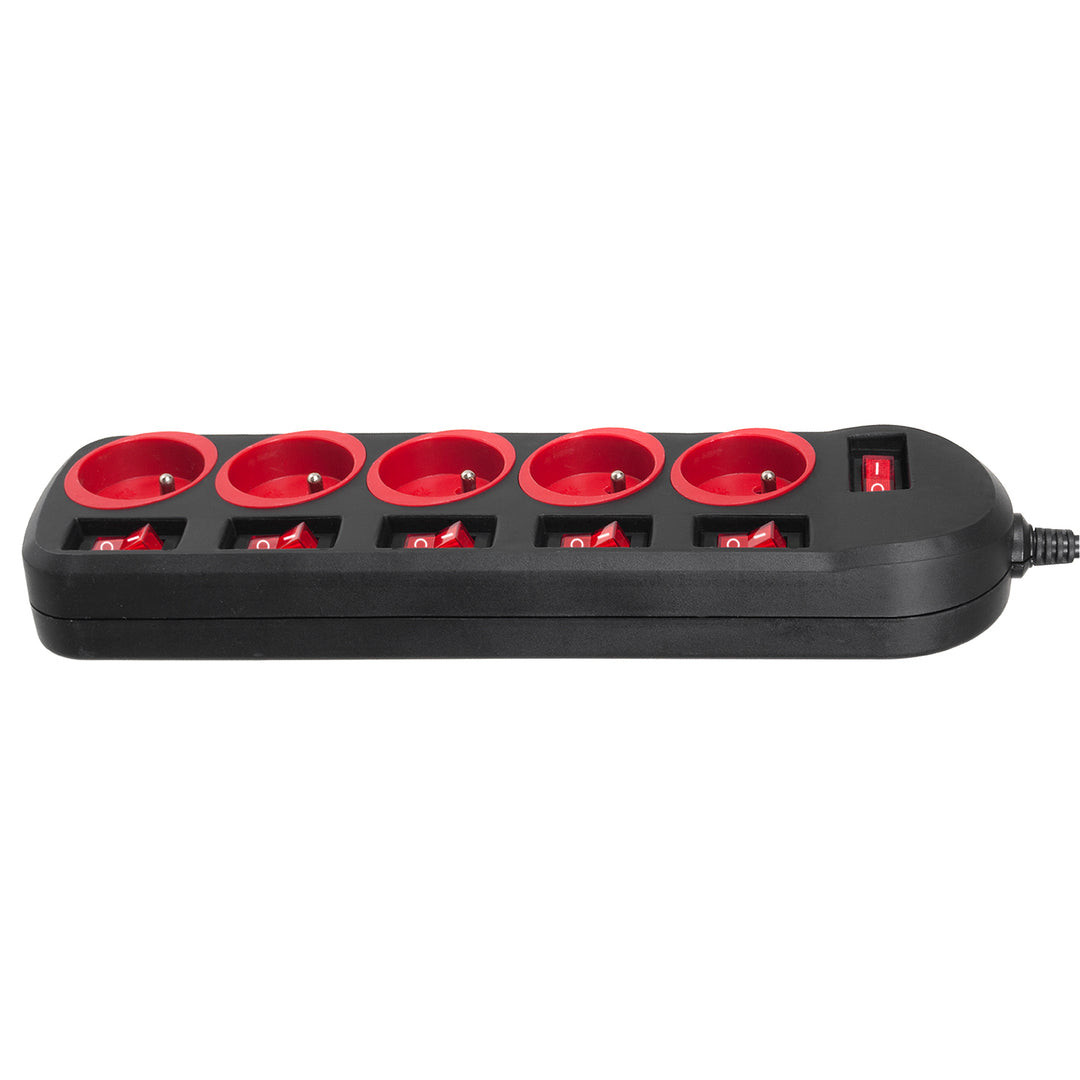 Regleta Maclean, cable alargador de 5 tomas, con interruptores, 250VAC/10A, 1,5m, MCE204, 2 unidades